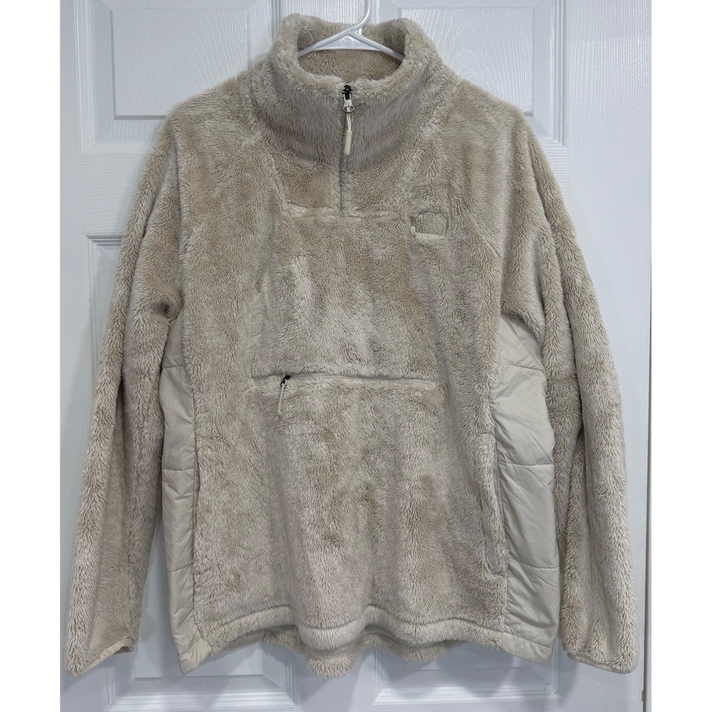 The North Face Women's XL Beige Fleece Quarter Zip Hybrid Pullover Jacket